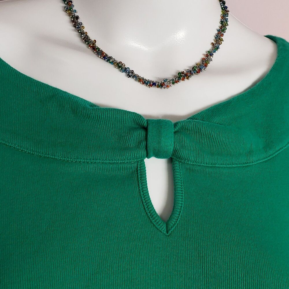 Rafaella 1X 100% Cotton Keyhole neckline Green Top